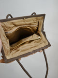 1940s Carved frame Italian linen Comolli handbag