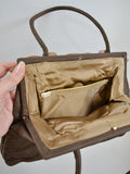 1940s Carved frame Italian linen Comolli handbag