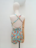 1940s Novelty print cotton swimsuit - Large