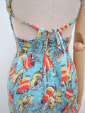 1940s Novelty print cotton swimsuit - Large