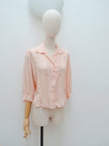 1940s Openwork embroidery crepe blouse - Large