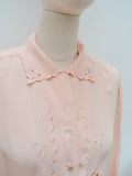 1940s Openwork embroidery crepe blouse - Large