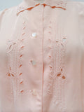 1940s Openwork embroidery crepe blouse - Large
