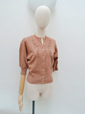 1940s 50s Beaded cardigan - Extra small Small