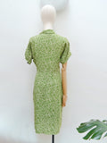 1940s Printed rayon day dress - Small Medium