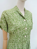 1940s Printed rayon day dress - Small Medium