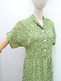 1940s Printed rayon day dress - Small Medium