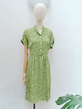1940s Printed rayon day dress - Small Medium