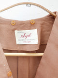 1950s Adjustable collar linen skirt suit - Extra small