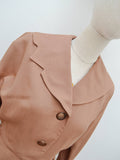 1950s Adjustable collar linen skirt suit - Extra small