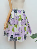 1950s Wine theme novelty print skirt - Medium