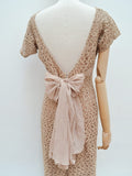 1950s Lace & silk fitted dress - Medium