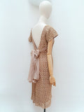 1950s Lace & silk fitted dress - Medium