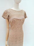 1950s Lace & silk fitted dress - Medium