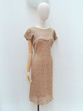 1950s Lace & silk fitted dress - Medium