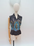 1950s Koret printed cotton blouse - Medium
