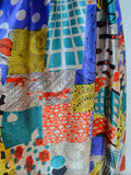 1950s Novelty patchwork print satin dress - Medium