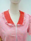 1940s Latticework zip front dress - Medium Large