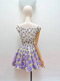 1950s Rose print skirted playsuit - Extra small Small