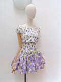 1950s Rose print skirted playsuit - Extra small Small
