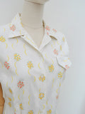 1950s Printed summer blouse - Medium Large