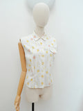 1950s Printed summer blouse - Medium Large