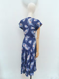 1940s Daffodil print rayon dress - Extra small