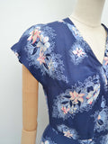 1940s Daffodil print rayon dress - Extra small