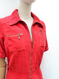 1970s Corduroy zip front dress - Small Medium
