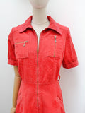 1970s Corduroy zip front dress - Small Medium