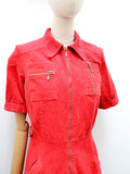 1970s Corduroy zip front dress - Small Medium