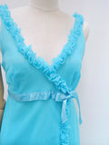 1960s Turquoise ruffle babydoll nightdress - Small