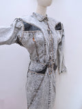 1980s Stonewash denim & leather dress - Small