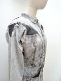 1980s Stonewash denim & leather dress - Small