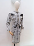 1980s Stonewash denim & leather dress - Small
