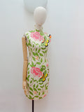 1960s Butterfly peony print silk cheongsam - Extra small