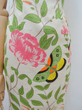 1960s Butterfly peony print silk cheongsam - Extra small