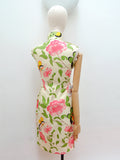 1960s Butterfly peony print silk cheongsam - Extra small