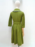 1950s Fringed collar wool dress - Small