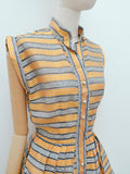 1950s Stripe organza day dress - Extra small