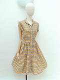 1950s Stripe organza day dress - Extra small