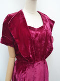 1930s Silk velvet evening dress - Small