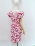 1950s 60s Printed cotton day dress - Large