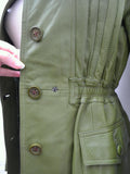 1970s Green leather fitted jacket - Extra small