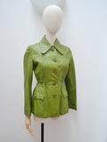 1970s Green leather fitted jacket - Extra small