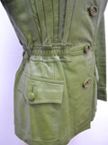 1970s Green leather fitted jacket - Extra small