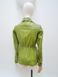 1970s Green leather fitted jacket - Extra small