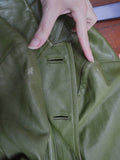 1970s Green leather fitted jacket - Extra small