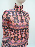 1970s Novelty print zip front jumpsuit - Small