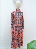 1970s Novelty print zip front jumpsuit - Small